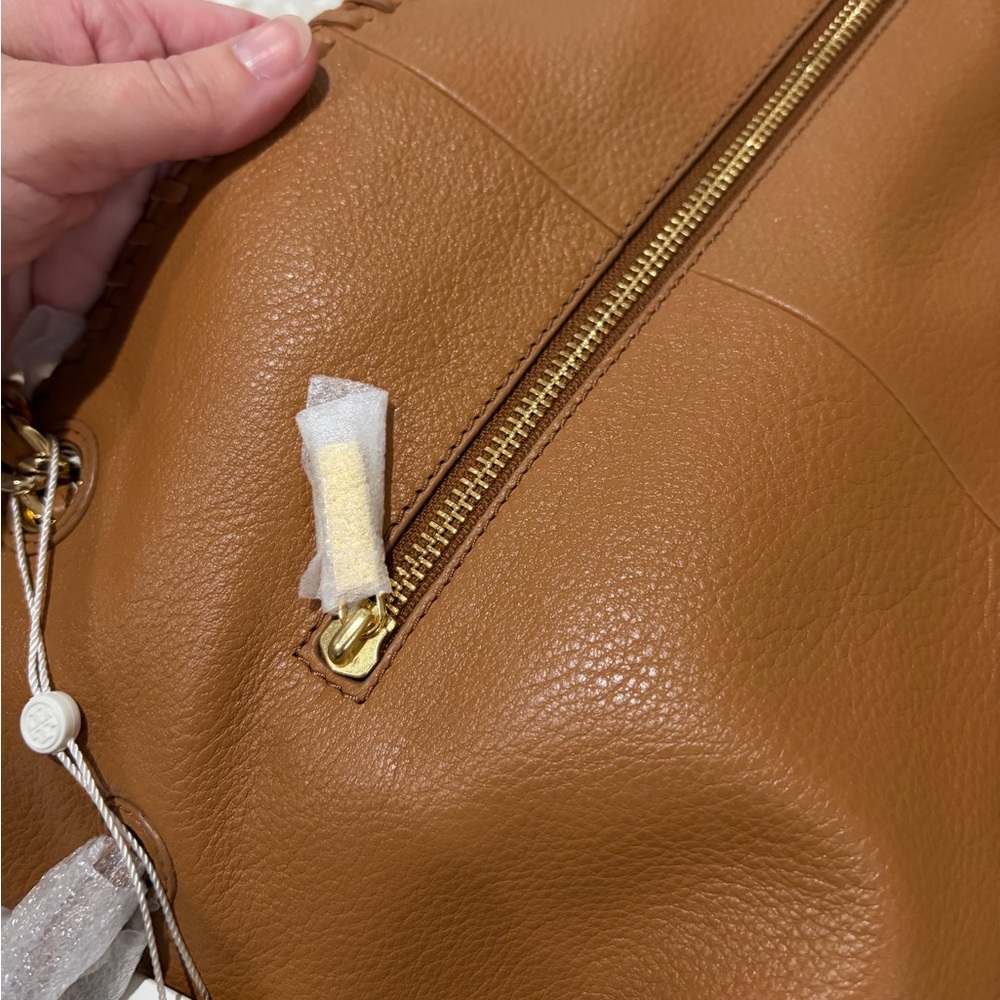 Tory Burch Marion Bark Brown Pebbled Leather  Bag - NWT - Picture 10 of 15